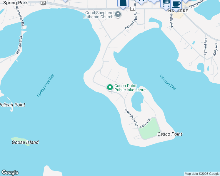 map of restaurants, bars, coffee shops, grocery stores, and more near 2868 Casco Point Road in Wayzata