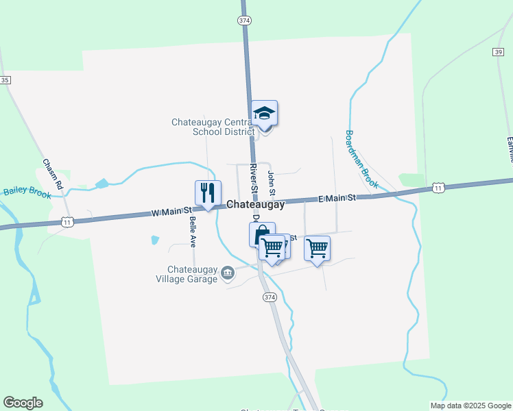 map of restaurants, bars, coffee shops, grocery stores, and more near in Chateaugay
