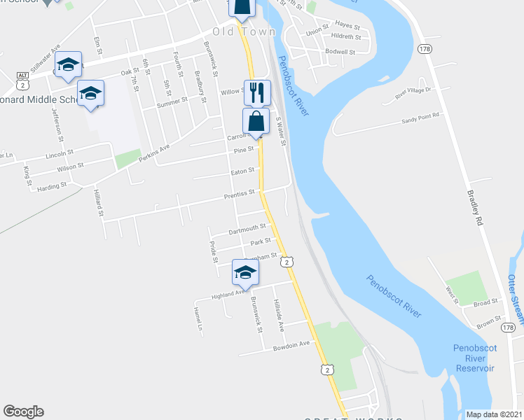 map of restaurants, bars, coffee shops, grocery stores, and more near 12 Cooper Street in Old Town