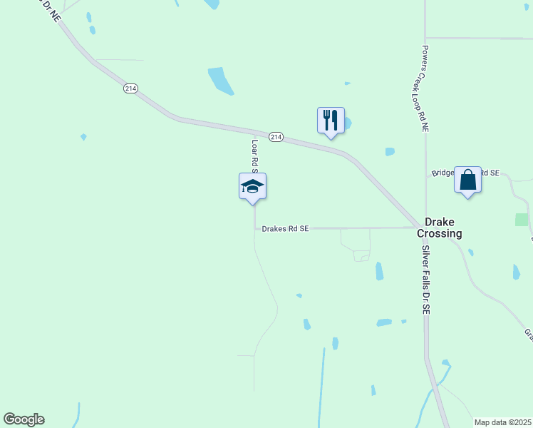 map of restaurants, bars, coffee shops, grocery stores, and more near 365 Loar Road Southeast in Silverton