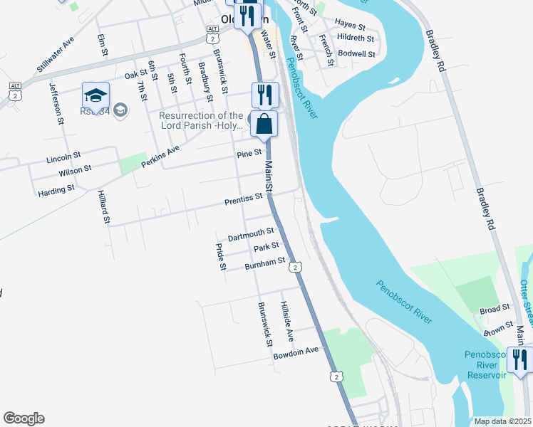 map of restaurants, bars, coffee shops, grocery stores, and more near 12 Cooper Street in Old Town