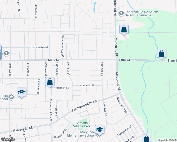 map of restaurants, bars, coffee shops, grocery stores, and more near 4812 Fontana Court Southeast in Salem