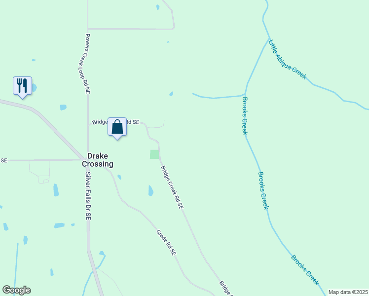map of restaurants, bars, coffee shops, grocery stores, and more near 20067 Bridge Creek Road Southeast in Silverton