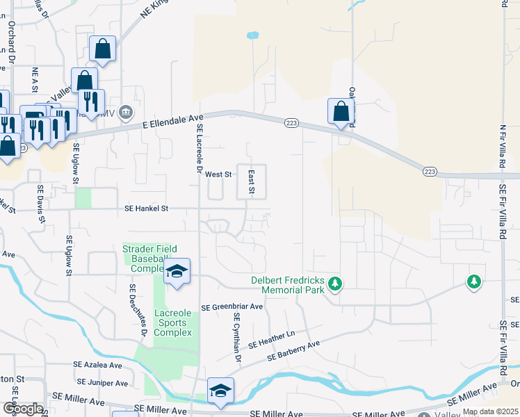 map of restaurants, bars, coffee shops, grocery stores, and more near 29 Southeast Hankel Street in Dallas