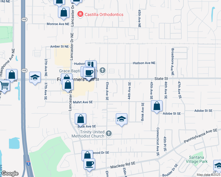 map of restaurants, bars, coffee shops, grocery stores, and more near 248 Elma Avenue Southeast in Salem