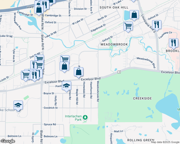 map of restaurants, bars, coffee shops, grocery stores, and more near in St. Louis Park