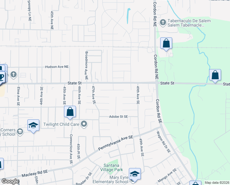 map of restaurants, bars, coffee shops, grocery stores, and more near 4812 Fontana Court Southeast in Salem