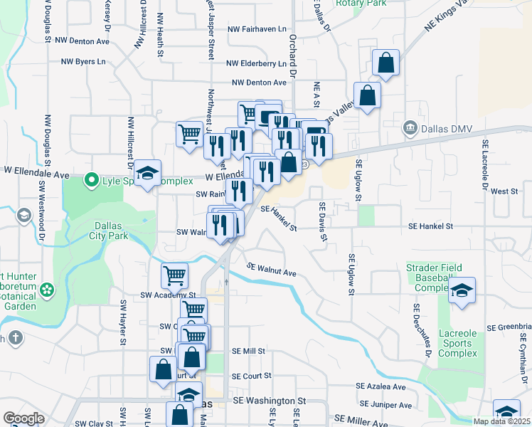 map of restaurants, bars, coffee shops, grocery stores, and more near 259 Main Street in Dallas