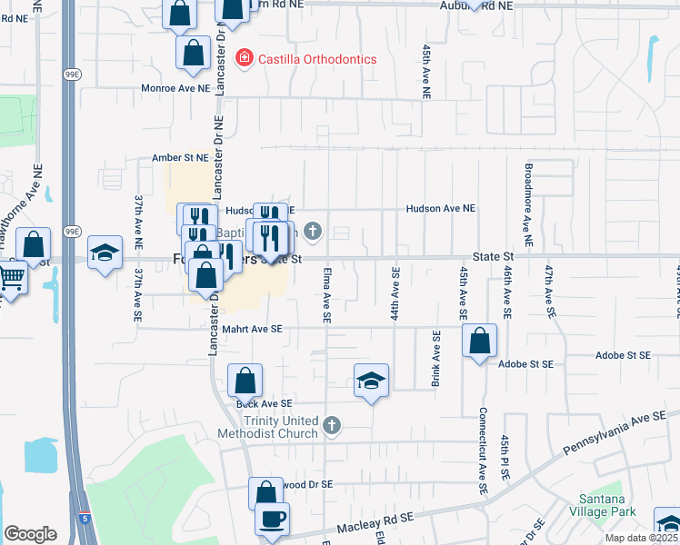map of restaurants, bars, coffee shops, grocery stores, and more near 4230 State Street in Salem
