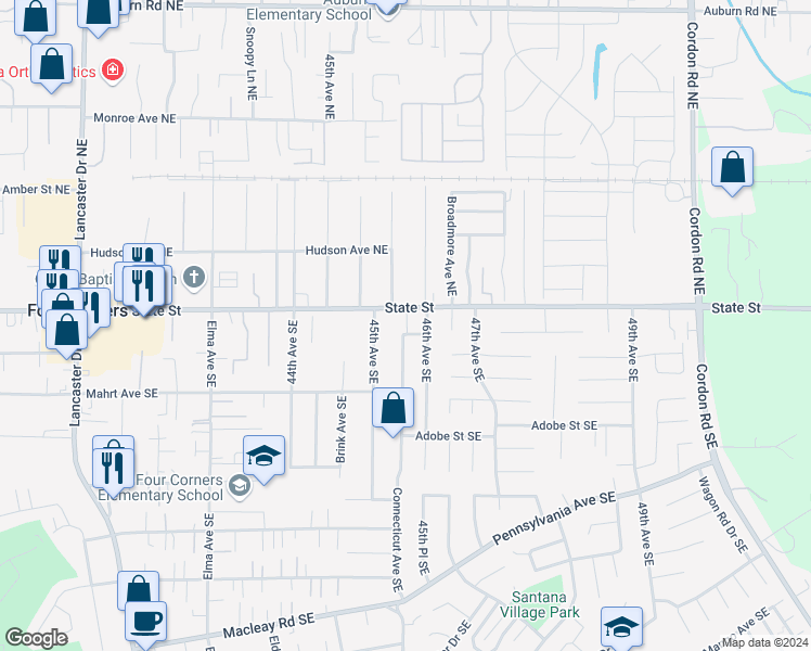 map of restaurants, bars, coffee shops, grocery stores, and more near 143-147 Connecticut Avenue Southeast in Salem