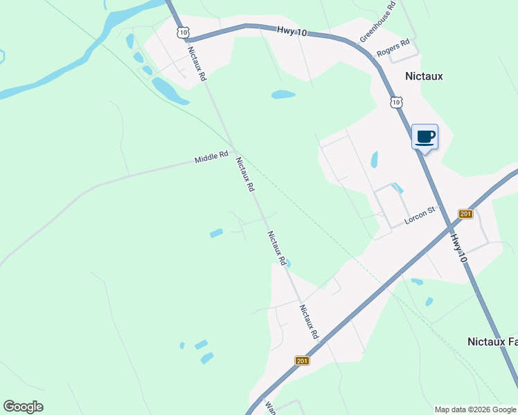 map of restaurants, bars, coffee shops, grocery stores, and more near Nictaux Road in Middleton