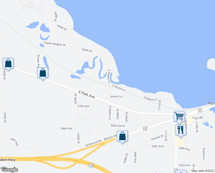 map of restaurants, bars, coffee shops, grocery stores, and more near 5898 East Hydro Lane in Chippewa Falls