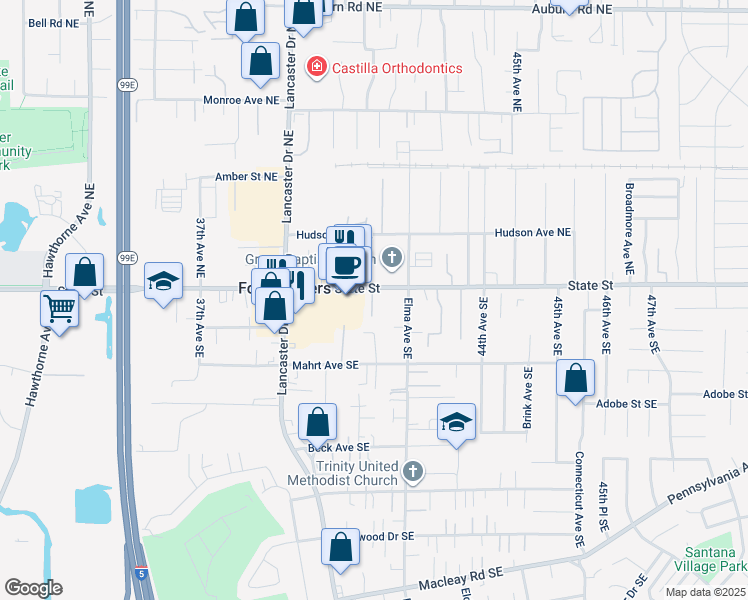 map of restaurants, bars, coffee shops, grocery stores, and more near 4152 State Street in Salem