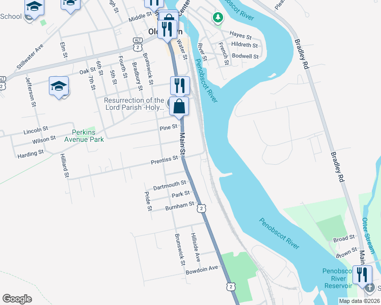 map of restaurants, bars, coffee shops, grocery stores, and more near 247 South Water Street in Old Town