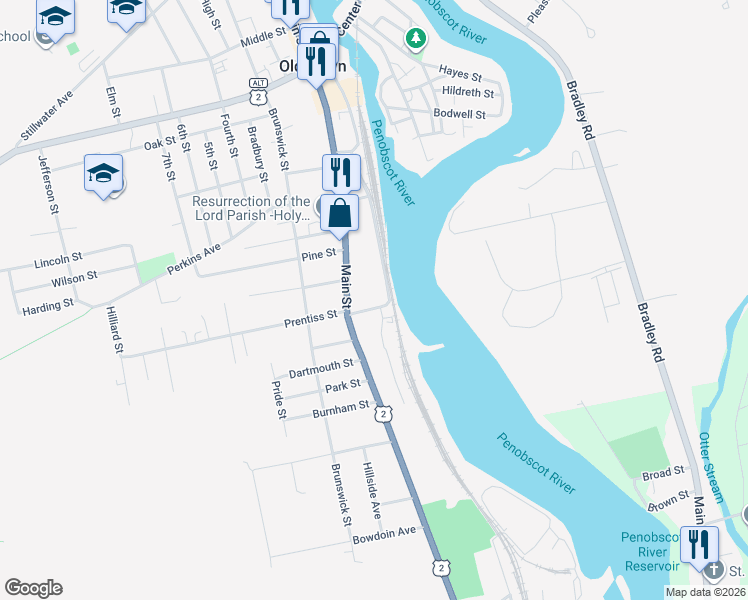 map of restaurants, bars, coffee shops, grocery stores, and more near 247 South Water Street in Old Town