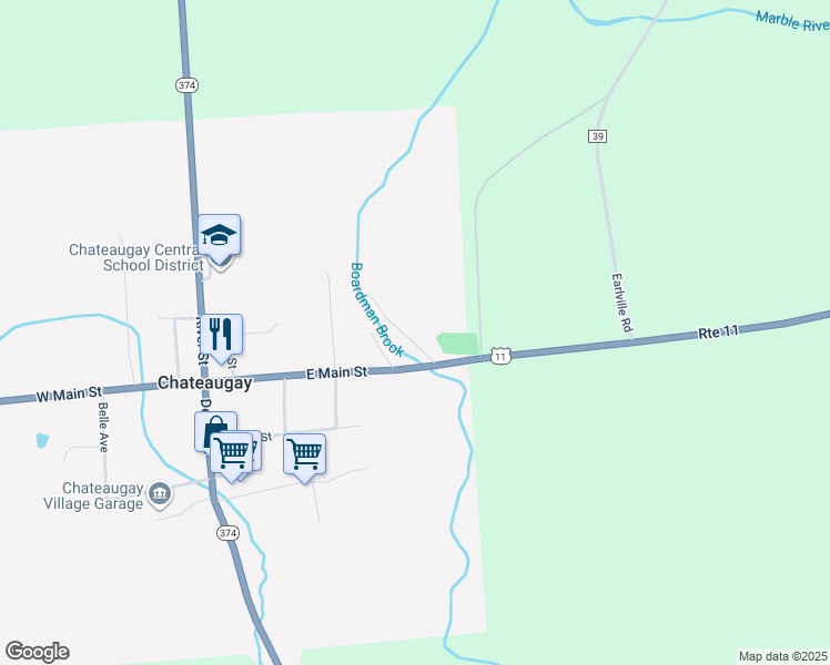 map of restaurants, bars, coffee shops, grocery stores, and more near 8 Foundry St in Chateaugay
