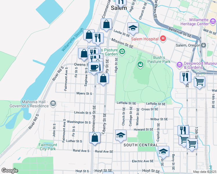 map of restaurants, bars, coffee shops, grocery stores, and more near 1334 Liberty Road South in Salem