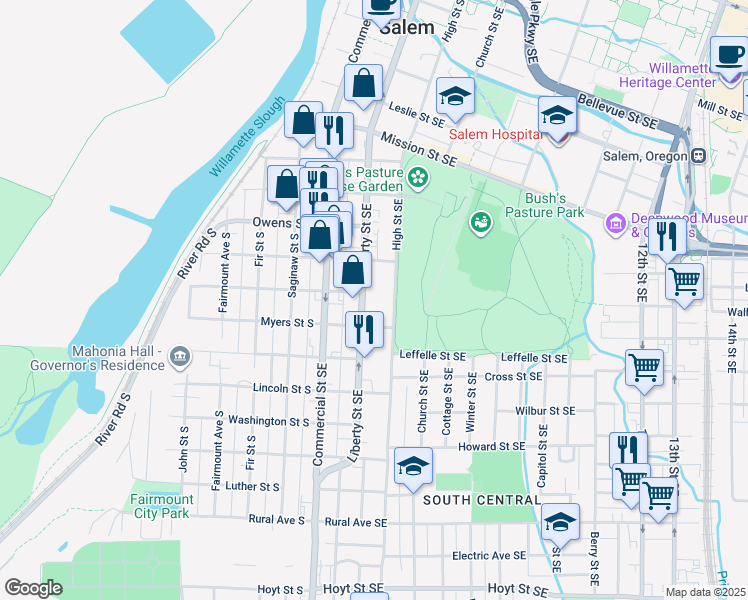 map of restaurants, bars, coffee shops, grocery stores, and more near 1334 Liberty Road South in Salem