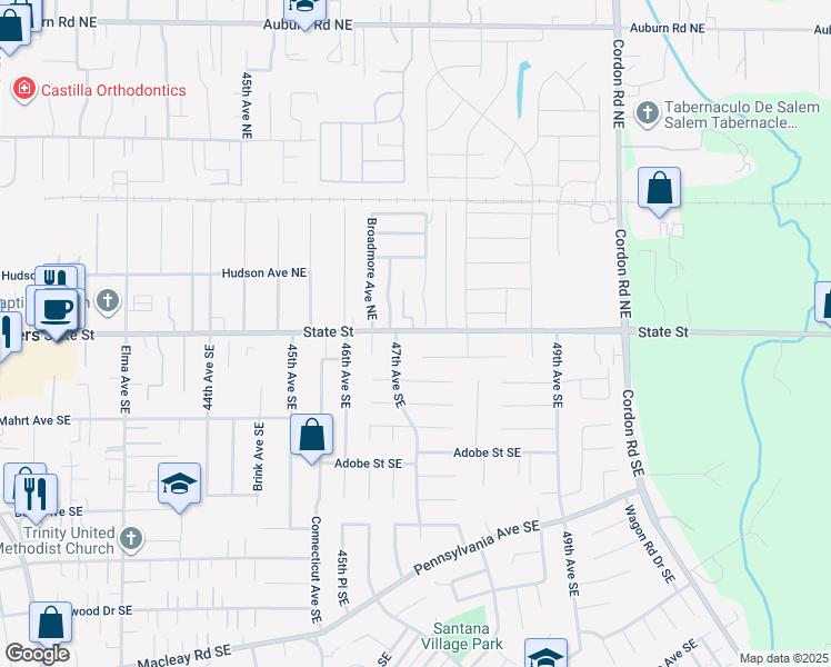 map of restaurants, bars, coffee shops, grocery stores, and more near 4718 State Street in Salem