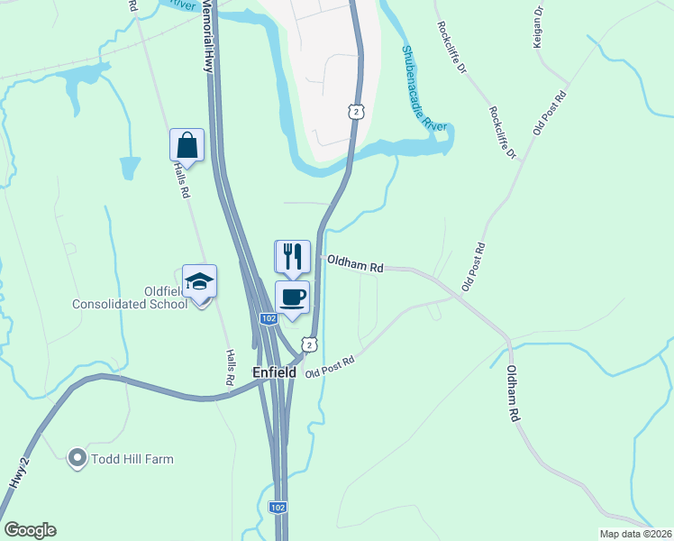 map of restaurants, bars, coffee shops, grocery stores, and more near 7 Oldham Road in Enfield