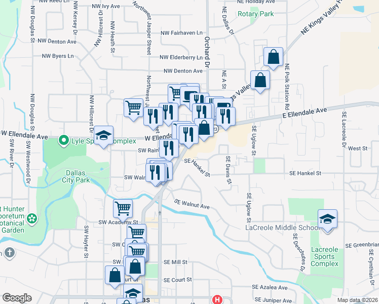 map of restaurants, bars, coffee shops, grocery stores, and more near 259 Main Street in Dallas