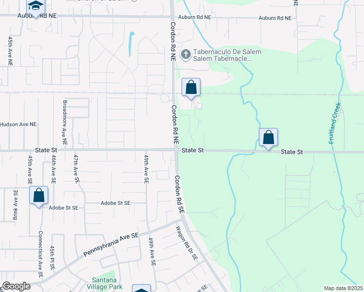 map of restaurants, bars, coffee shops, grocery stores, and more near 5055 State Street in Salem