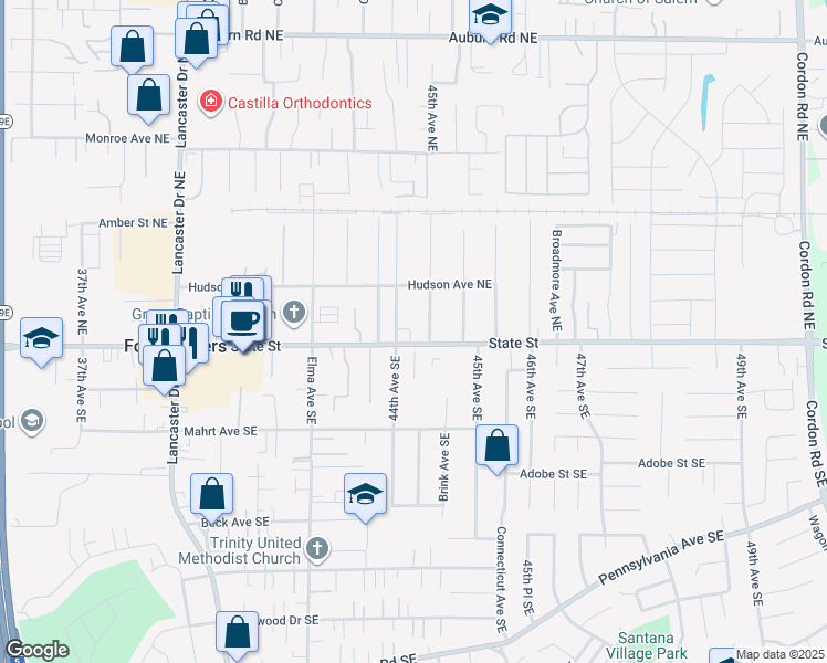 map of restaurants, bars, coffee shops, grocery stores, and more near 4433 State Street in Salem
