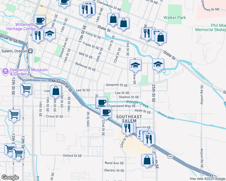 map of restaurants, bars, coffee shops, grocery stores, and more near in Salem