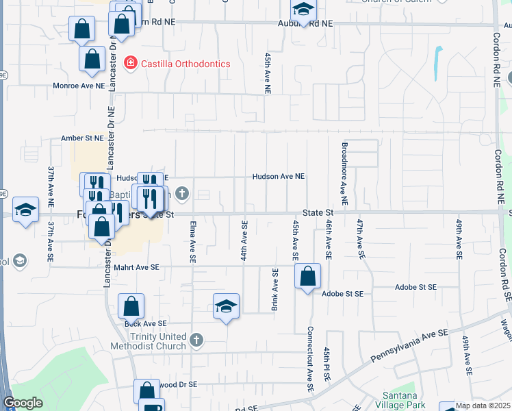 map of restaurants, bars, coffee shops, grocery stores, and more near 4433 State Street in Salem