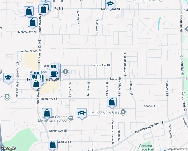 map of restaurants, bars, coffee shops, grocery stores, and more near 4415 State Street in Salem