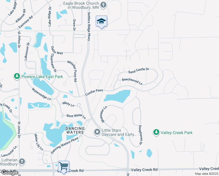 map of restaurants, bars, coffee shops, grocery stores, and more near 11170 Sand Castle Drive in Woodbury