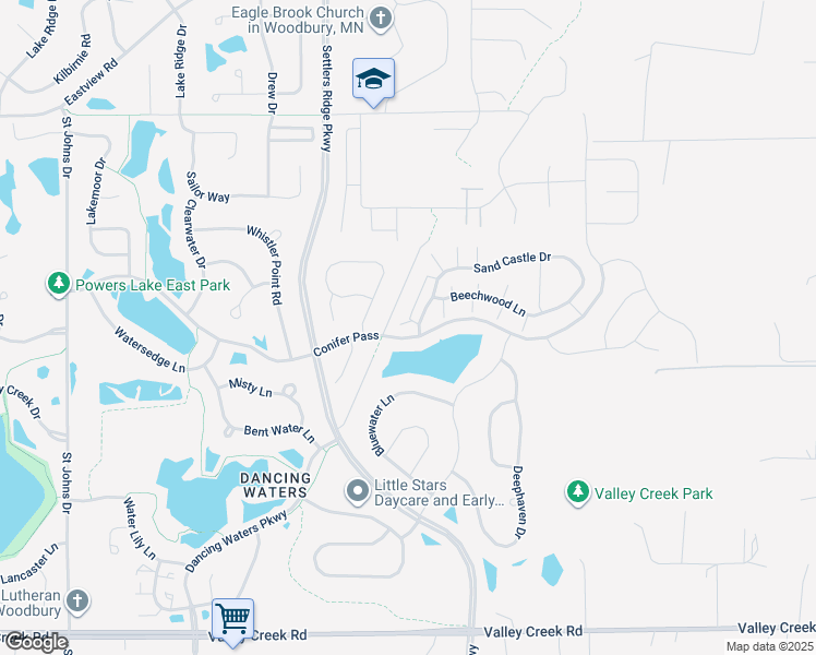 map of restaurants, bars, coffee shops, grocery stores, and more near 11170 Sand Castle Drive in Woodbury