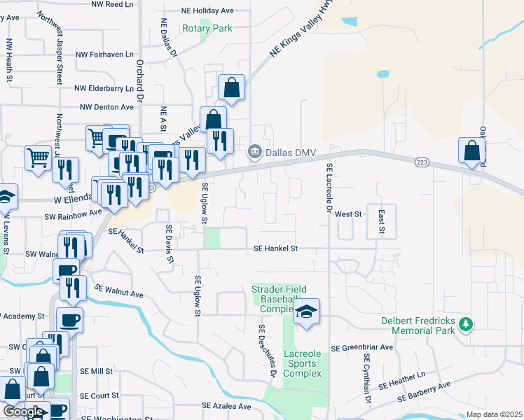 map of restaurants, bars, coffee shops, grocery stores, and more near 573 East Ellendale Avenue in Dallas