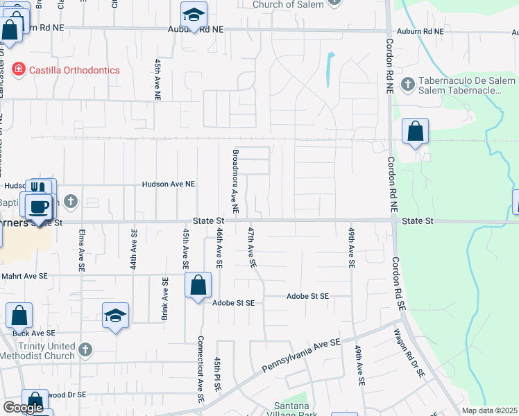 map of restaurants, bars, coffee shops, grocery stores, and more near 117-158 Bayview Way Northeast in Salem
