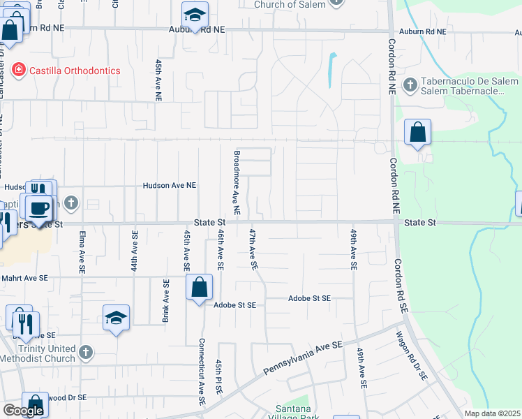 map of restaurants, bars, coffee shops, grocery stores, and more near 4718 State Street in Salem