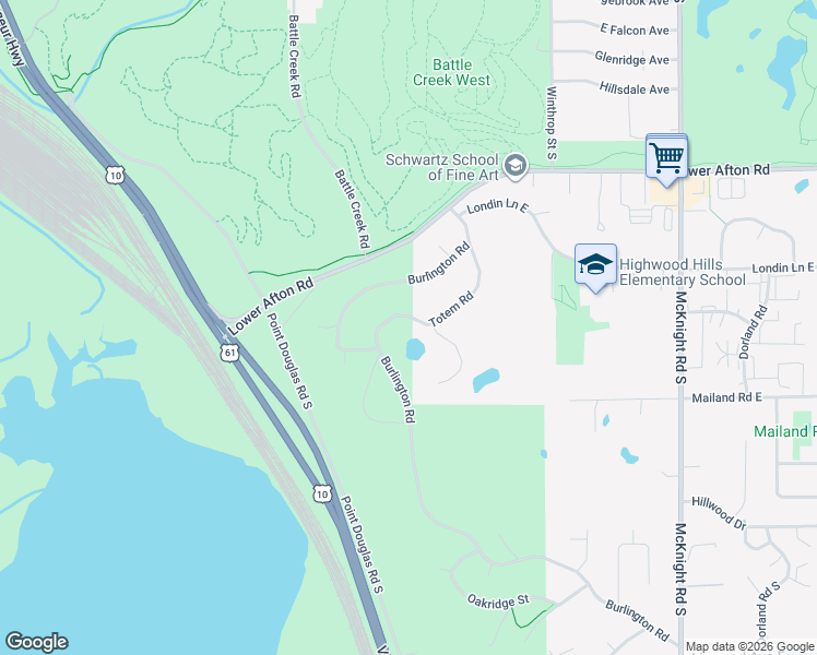map of restaurants, bars, coffee shops, grocery stores, and more near 408 Totem Road in Saint Paul