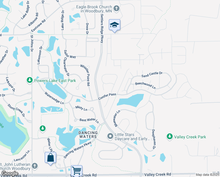 map of restaurants, bars, coffee shops, grocery stores, and more near 1376 Palisade Path in Woodbury