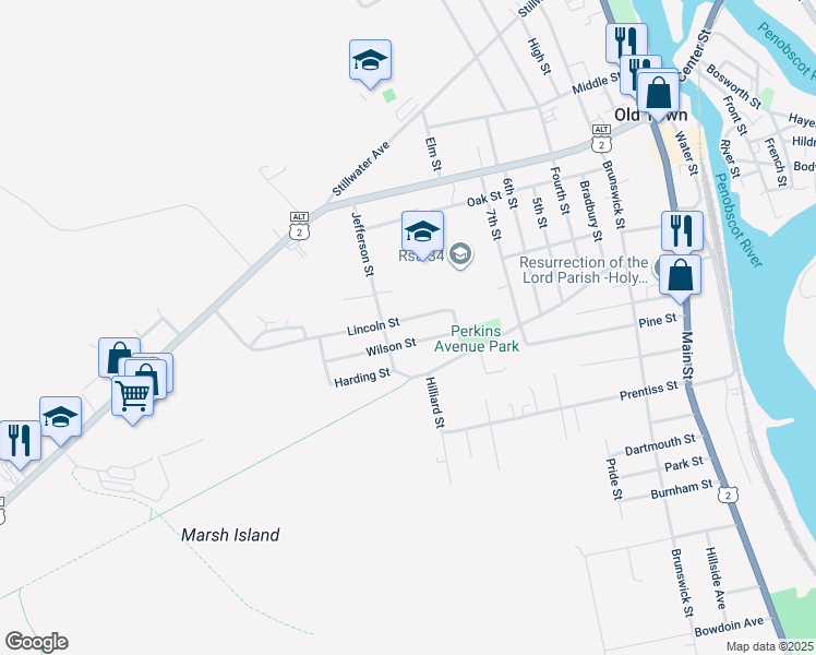 map of restaurants, bars, coffee shops, grocery stores, and more near 51 Lincoln Street in Old Town