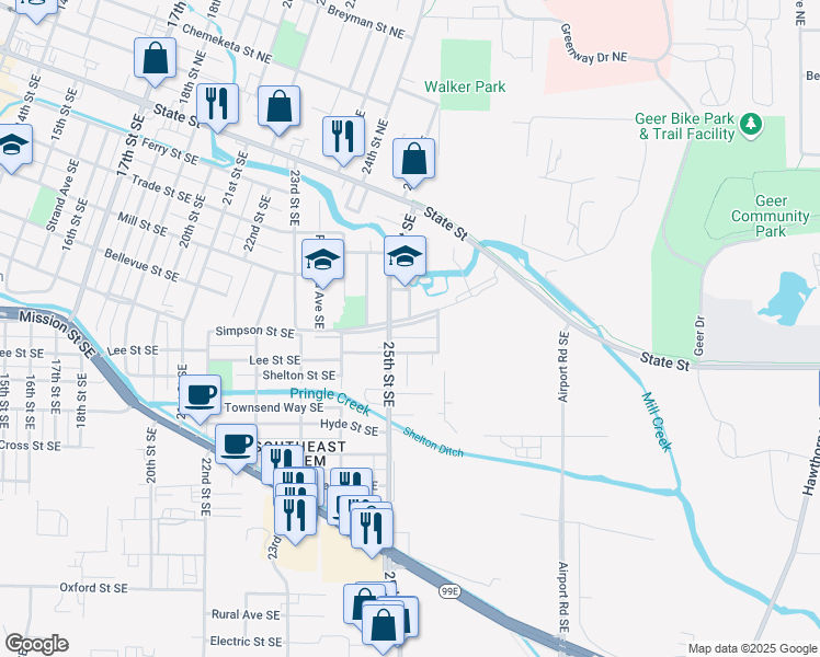 map of restaurants, bars, coffee shops, grocery stores, and more near in Salem