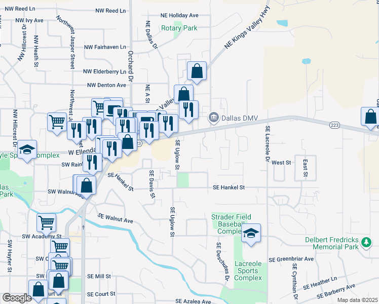 map of restaurants, bars, coffee shops, grocery stores, and more near 453 East Ellendale Avenue in Dallas