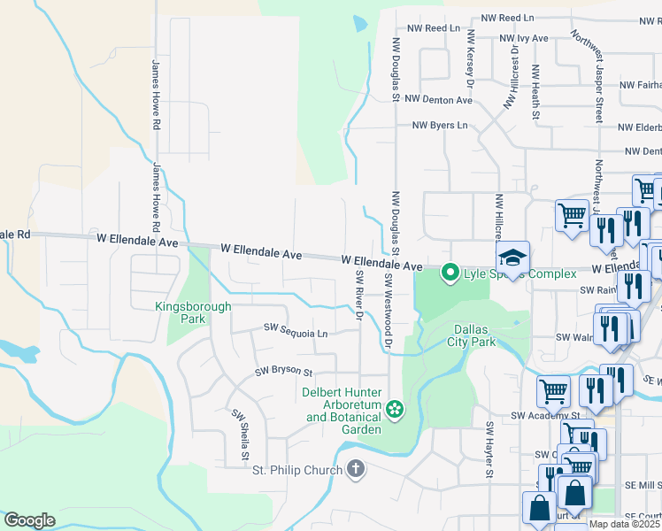 map of restaurants, bars, coffee shops, grocery stores, and more near 903 West Ellendale Avenue in Dallas