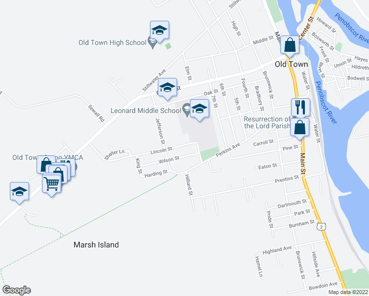 map of restaurants, bars, coffee shops, grocery stores, and more near 51 Lincoln Street in Old Town