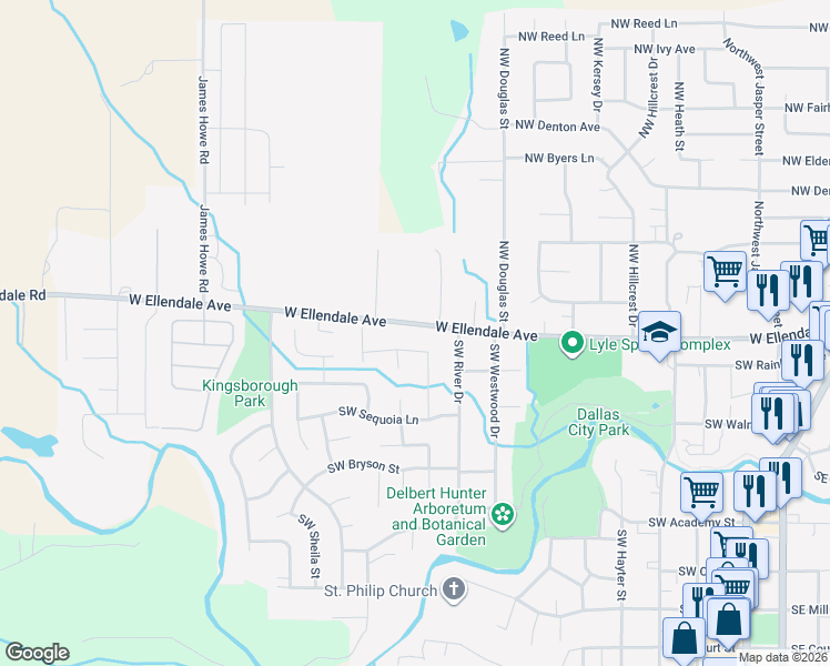 map of restaurants, bars, coffee shops, grocery stores, and more near 957 West Ellendale Avenue in Dallas