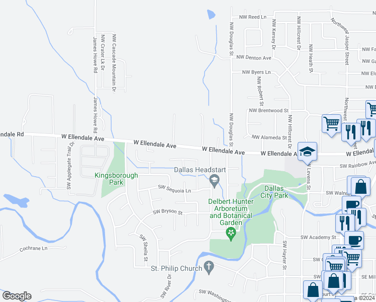 map of restaurants, bars, coffee shops, grocery stores, and more near 947 West Ellendale Avenue in Dallas