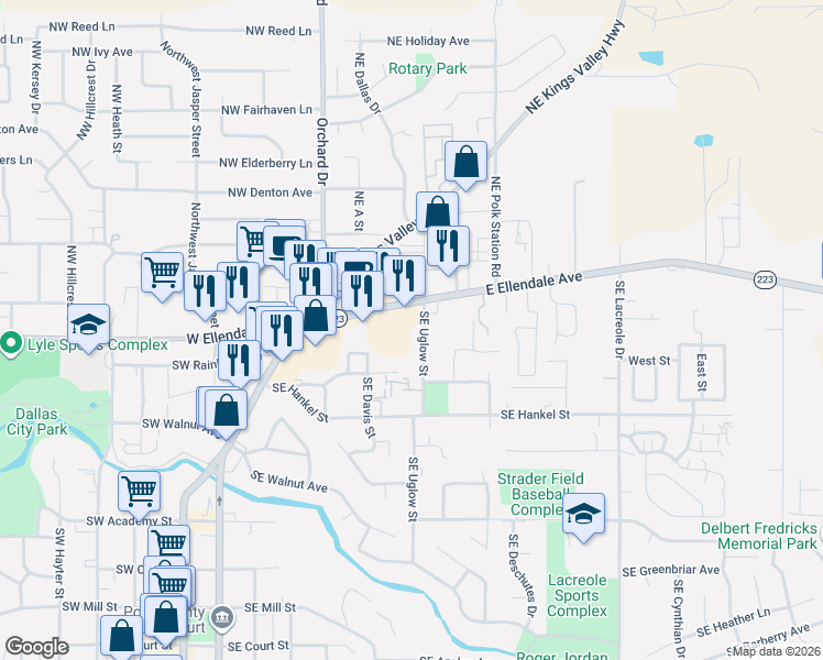 map of restaurants, bars, coffee shops, grocery stores, and more near 373 East Ellendale Avenue in Dallas