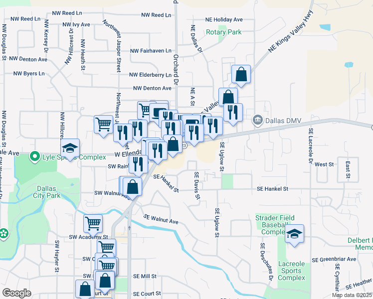map of restaurants, bars, coffee shops, grocery stores, and more near 205 East Ellendale Avenue in Dallas