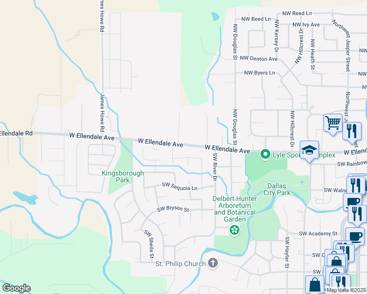 map of restaurants, bars, coffee shops, grocery stores, and more near 927 West Ellendale Avenue in Dallas