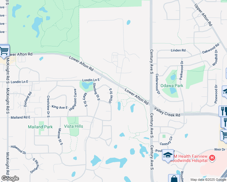 map of restaurants, bars, coffee shops, grocery stores, and more near 376 O'Day Street South in Maplewood