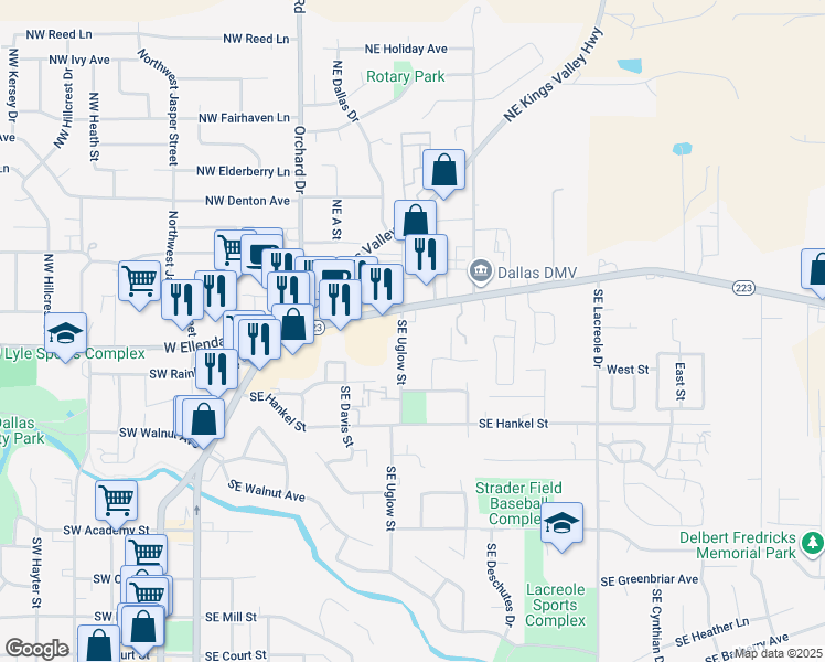 map of restaurants, bars, coffee shops, grocery stores, and more near 373 East Ellendale Avenue in Dallas