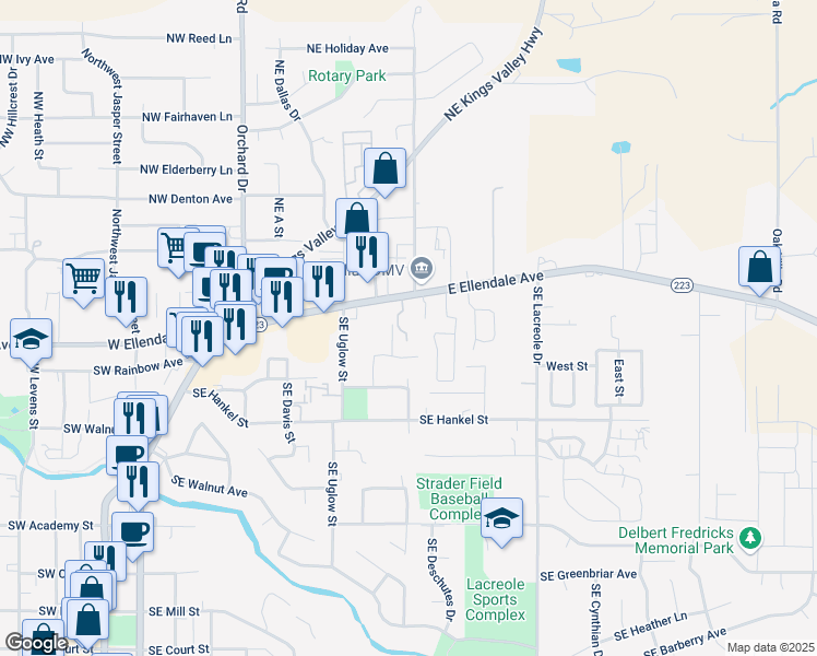 map of restaurants, bars, coffee shops, grocery stores, and more near 489 East Ellendale Avenue in Dallas